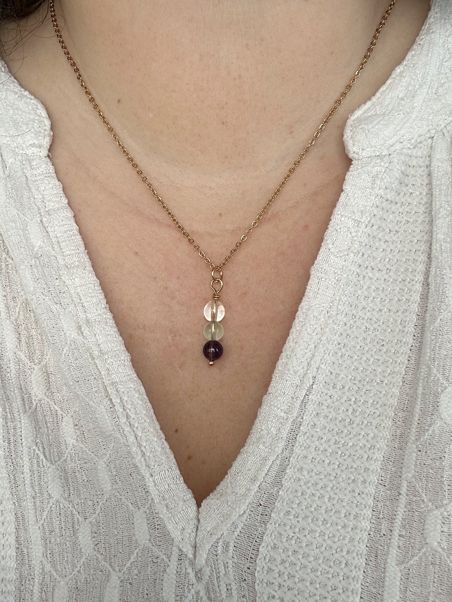 Kette Fokus und Konzentration mit Bergkristall, Fluorit und Amethyst