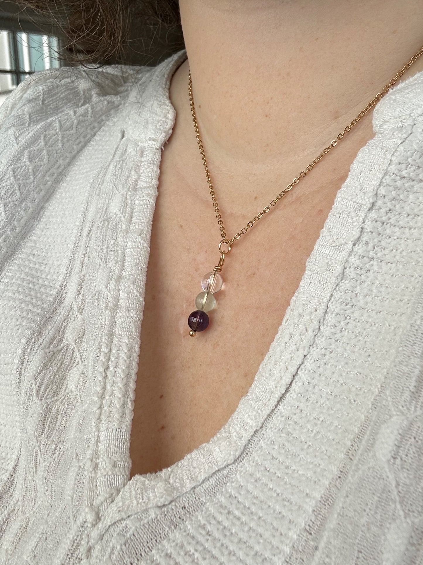 Kette Fokus und Konzentration mit Bergkristall, Fluorit und Amethyst