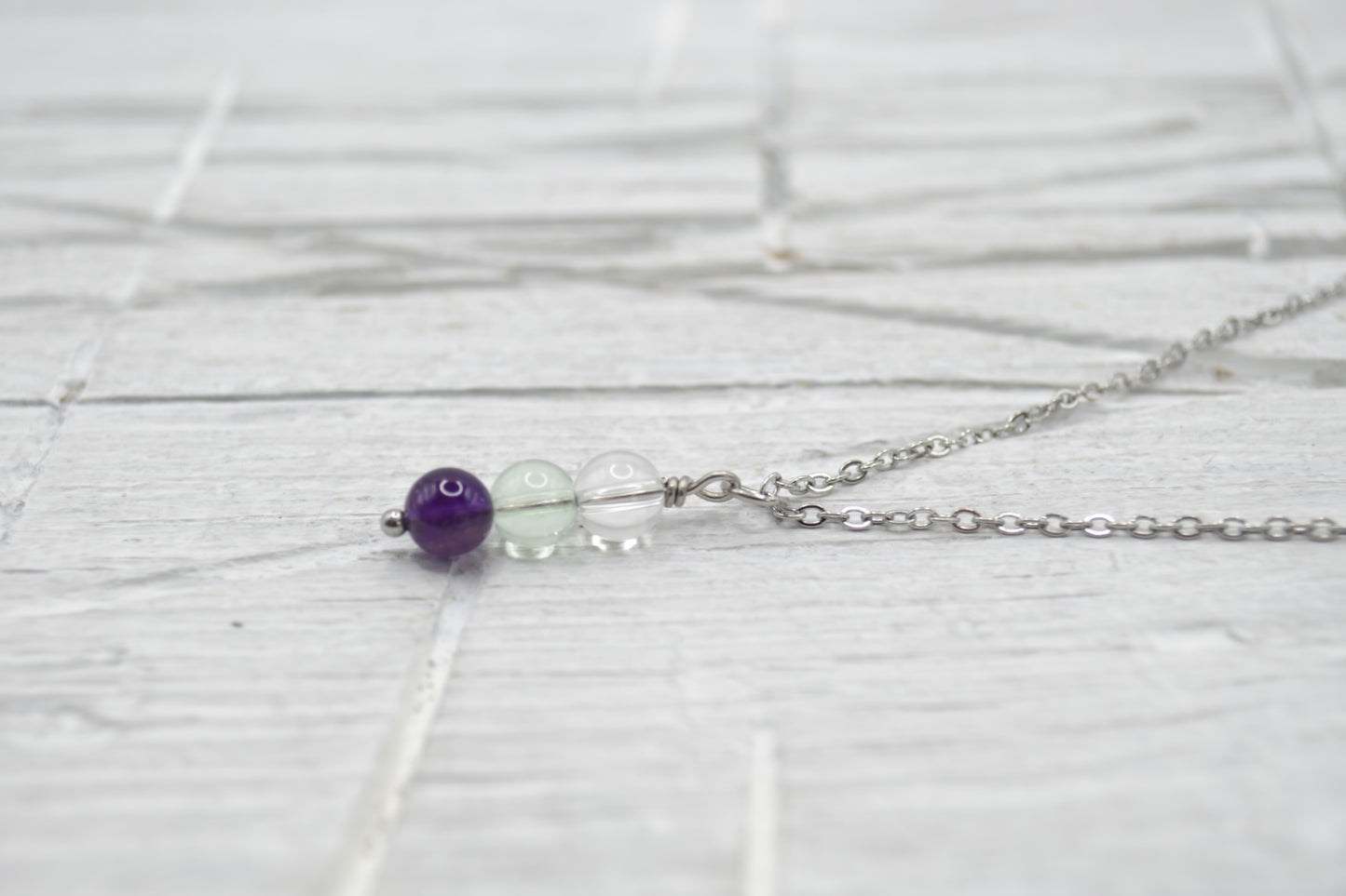 Kette Fokus und Konzentration mit Bergkristall, Fluorit und Amethyst