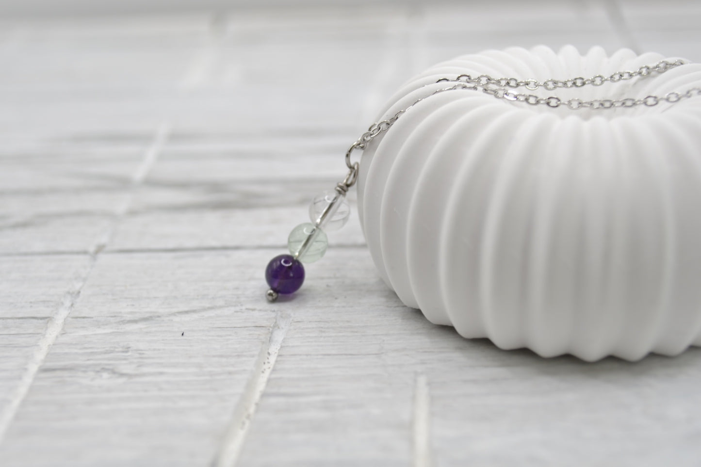 Kette Fokus und Konzentration mit Bergkristall, Fluorit und Amethyst