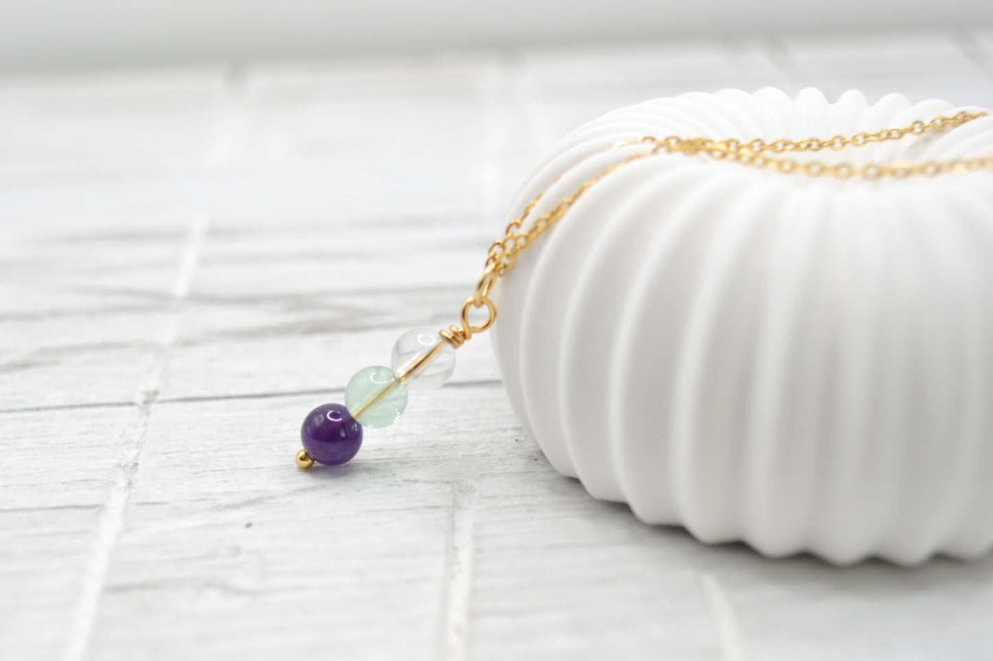 Kette Fokus und Konzentration mit Bergkristall, Fluorit und Amethyst