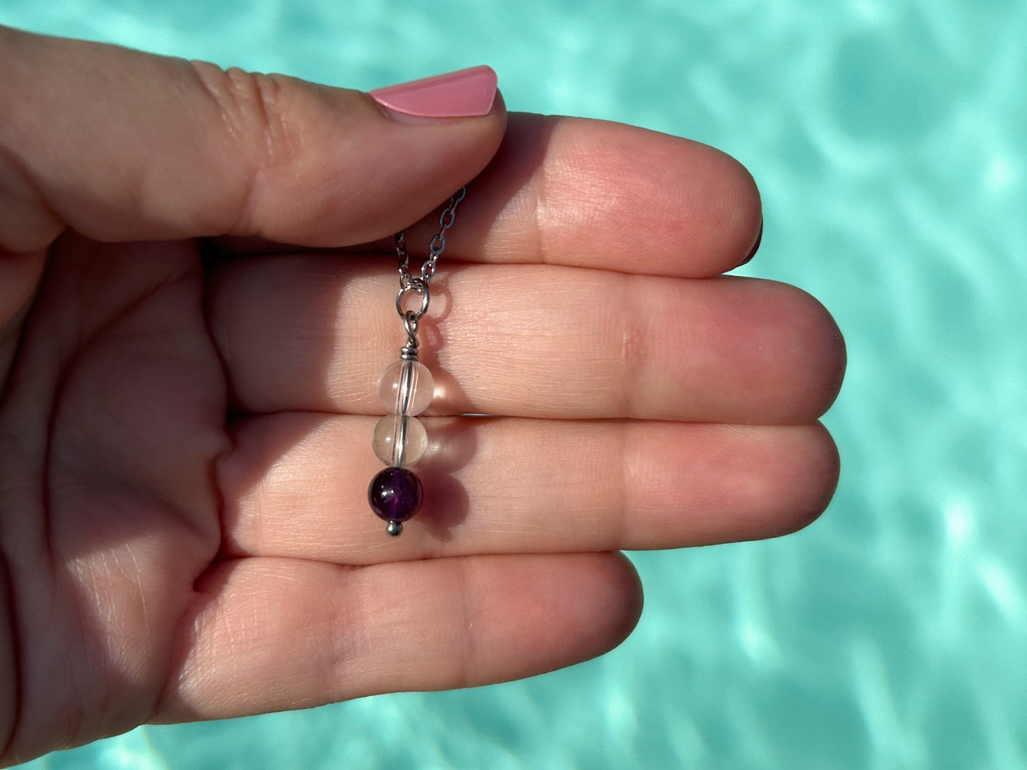Kette Fokus und Konzentration mit Bergkristall, Fluorit und Amethyst