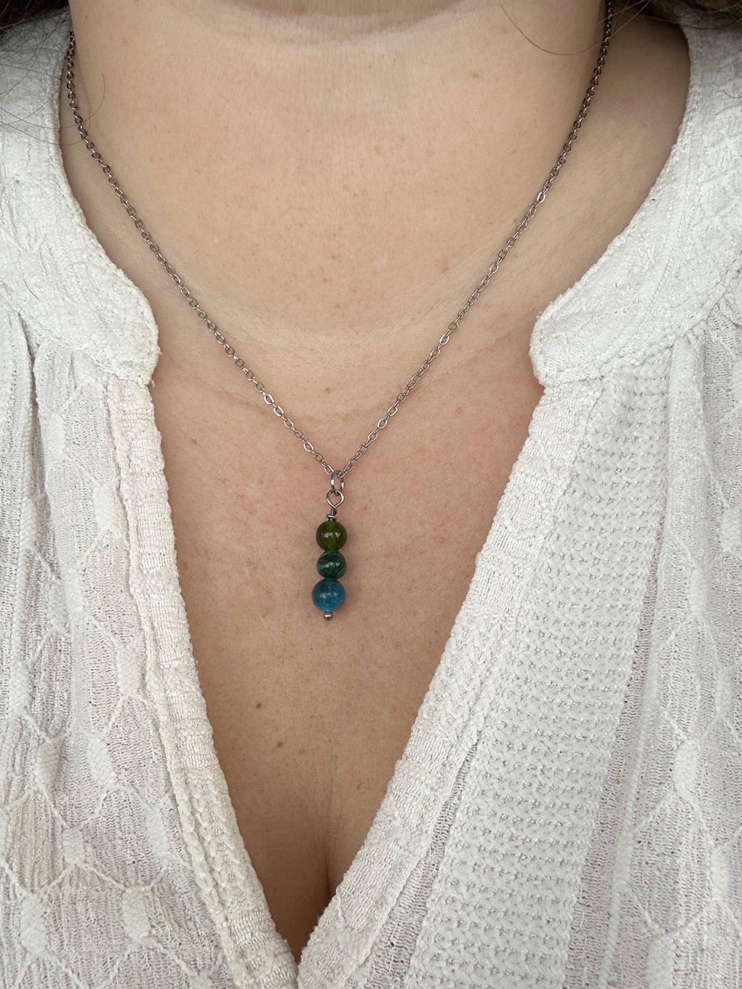 Kette Gesundheit mit Grüner Jade, Malachit und Apatit