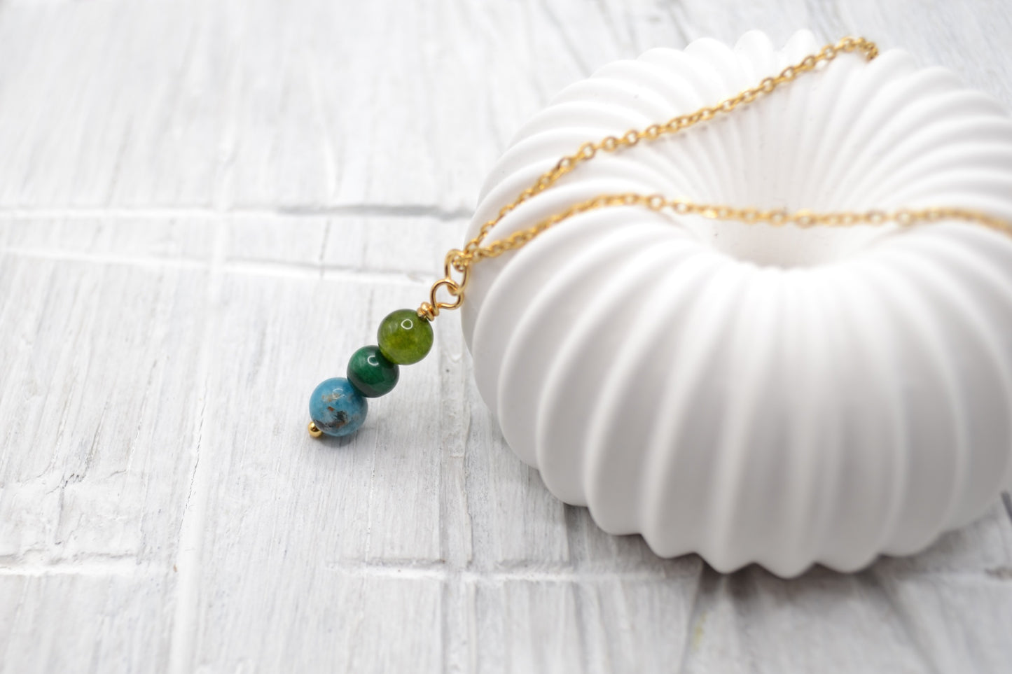 Kette Gesundheit mit Grüner Jade, Malachit und Apatit