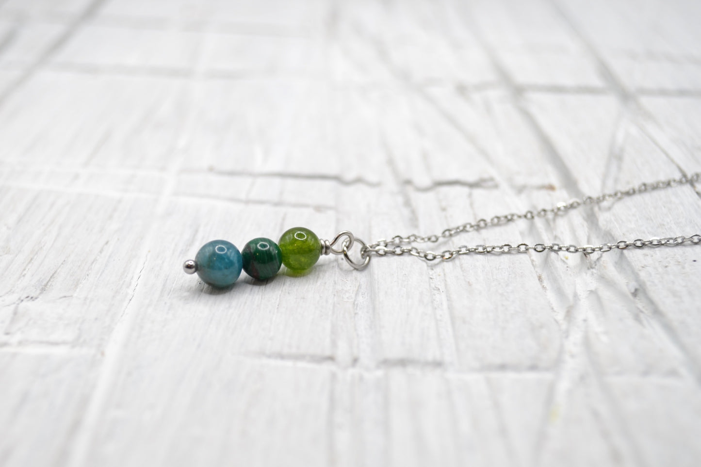 Kette Gesundheit mit Grüner Jade, Malachit und Apatit