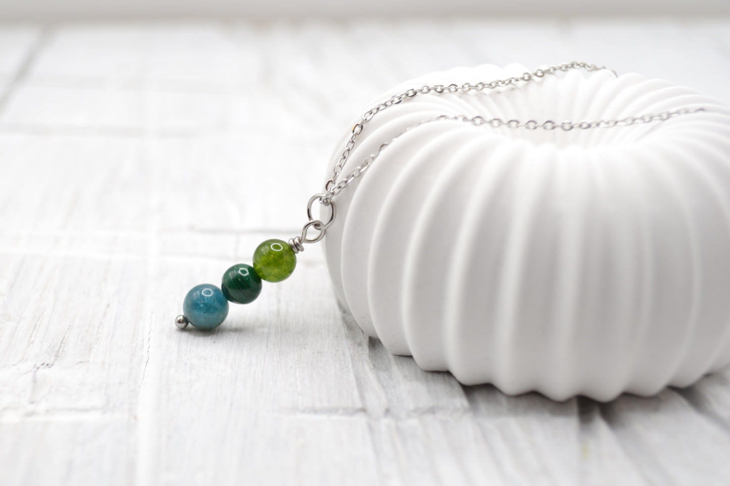 Kette Gesundheit mit Grüner Jade, Malachit und Apatit