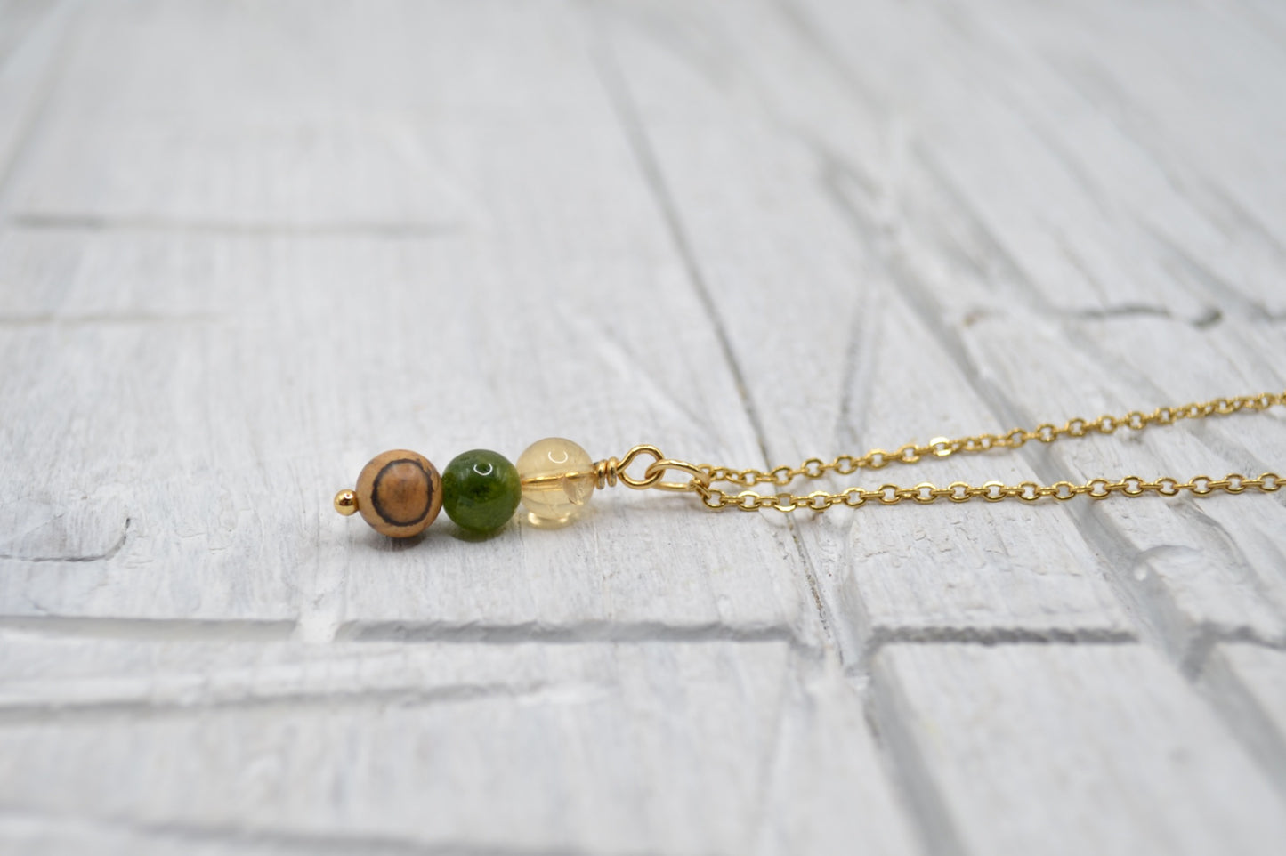 Kette Glück mit Citrin, Grüner Jade und Bilder-Jaspis
