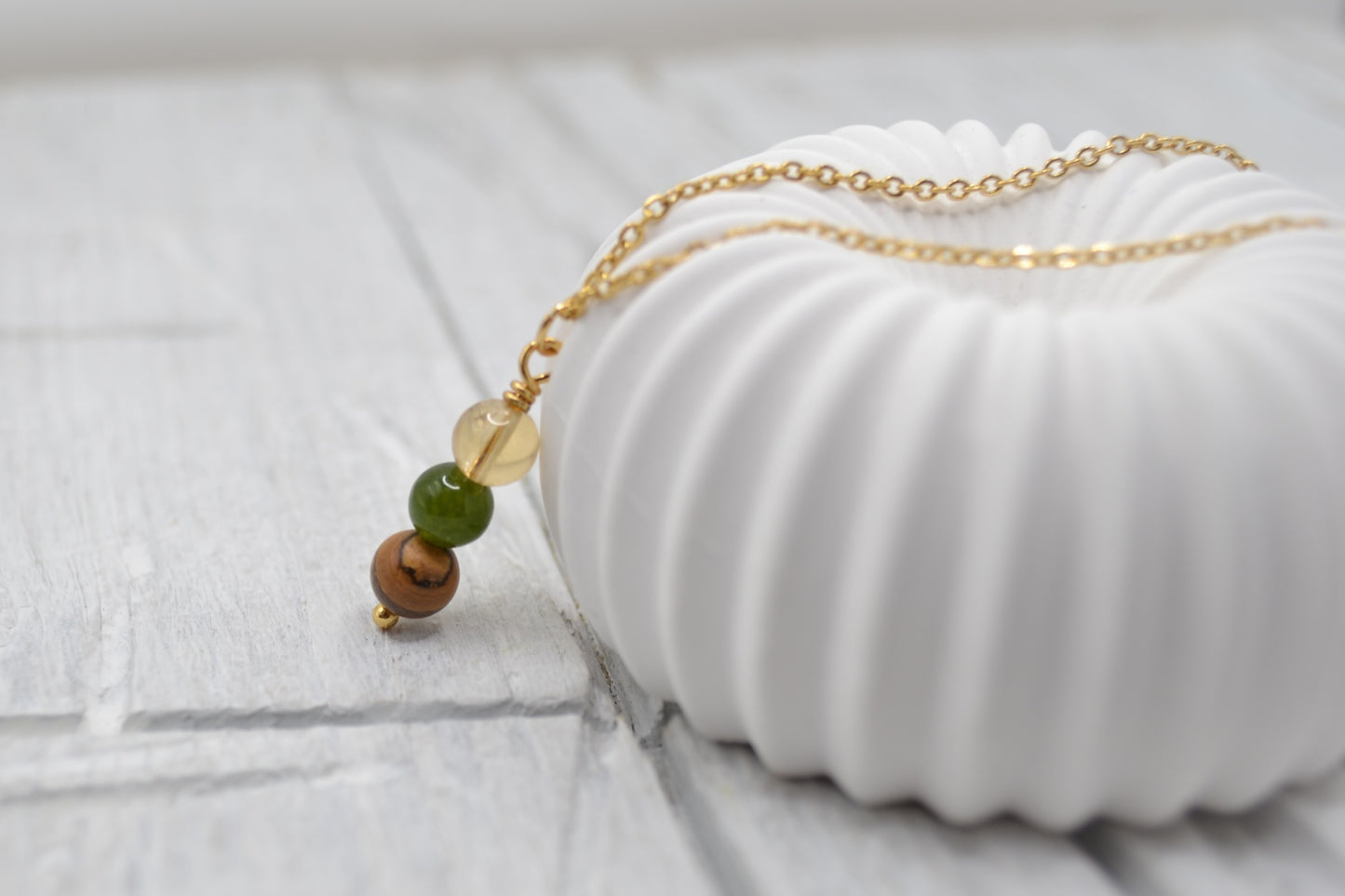 Kette Glück mit Citrin, Grüner Jade und Bilder-Jaspis