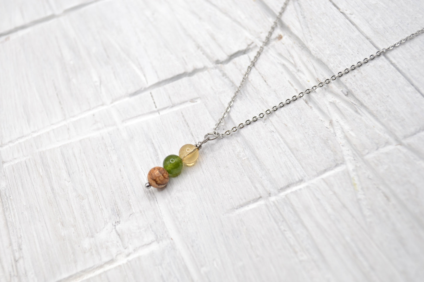 Kette Glück mit Citrin, Grüner Jade und Bilder-Jaspis
