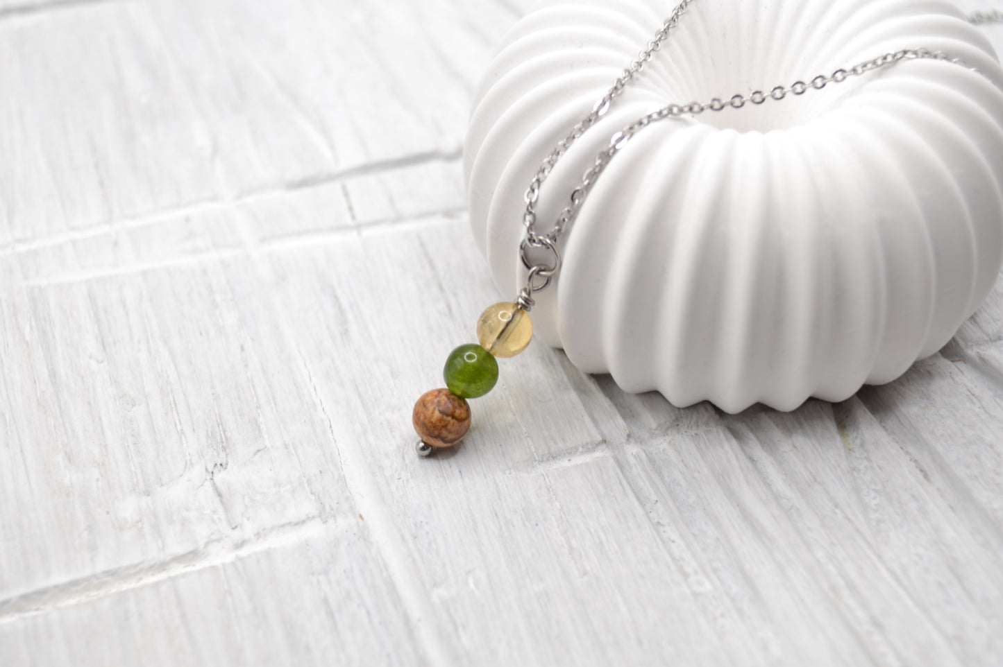 Kette Glück mit Citrin, Grüner Jade und Bilder-Jaspis