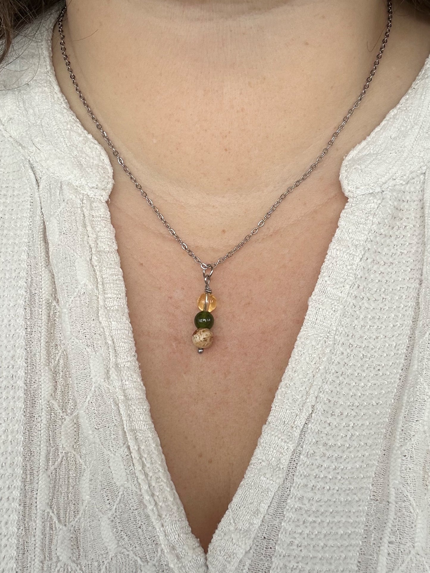 Kette Glück mit Citrin, Grüner Jade und Bilder-Jaspis