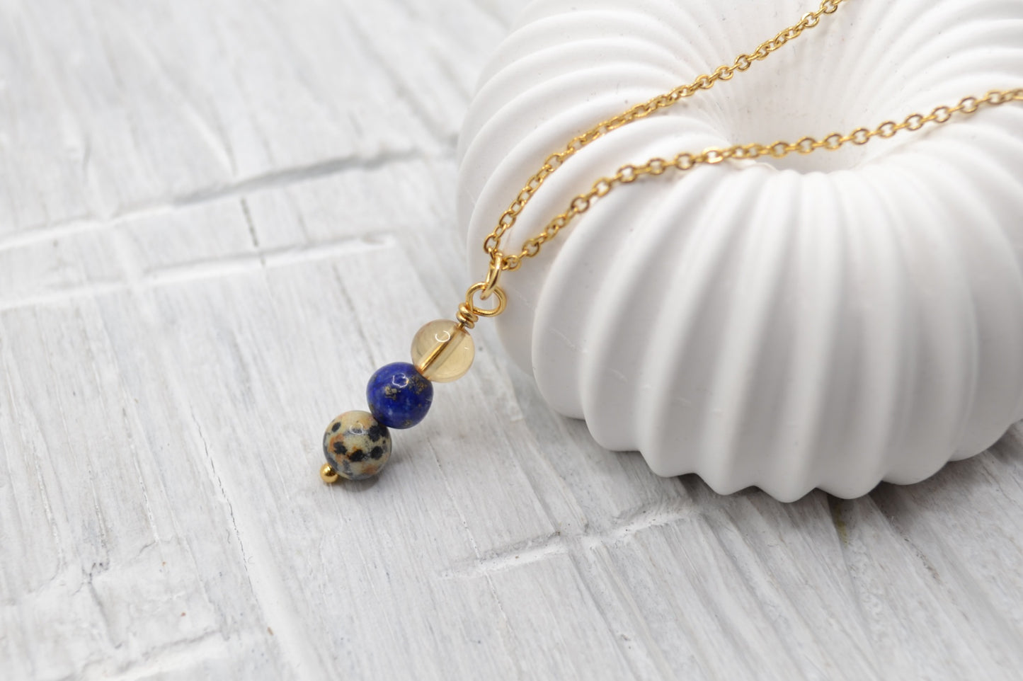 Kette Kreativität mit Citrin, Lapis Lazuli und Dalmatiner Jaspis