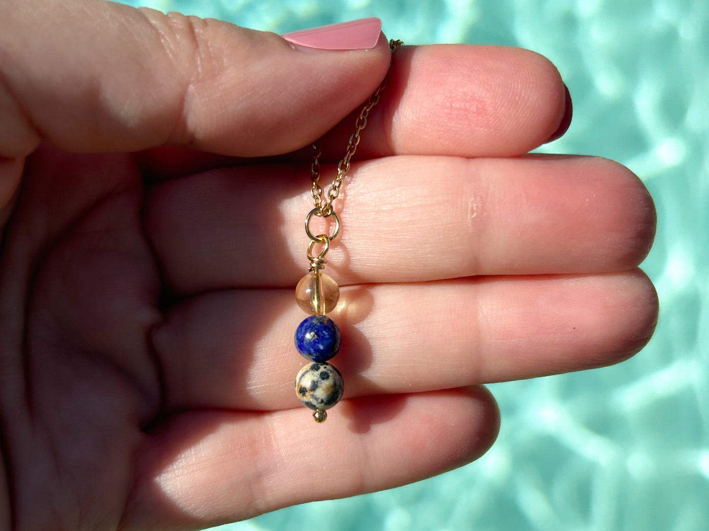 Kette Kreativität mit Citrin, Lapis Lazuli und Dalmatiner Jaspis