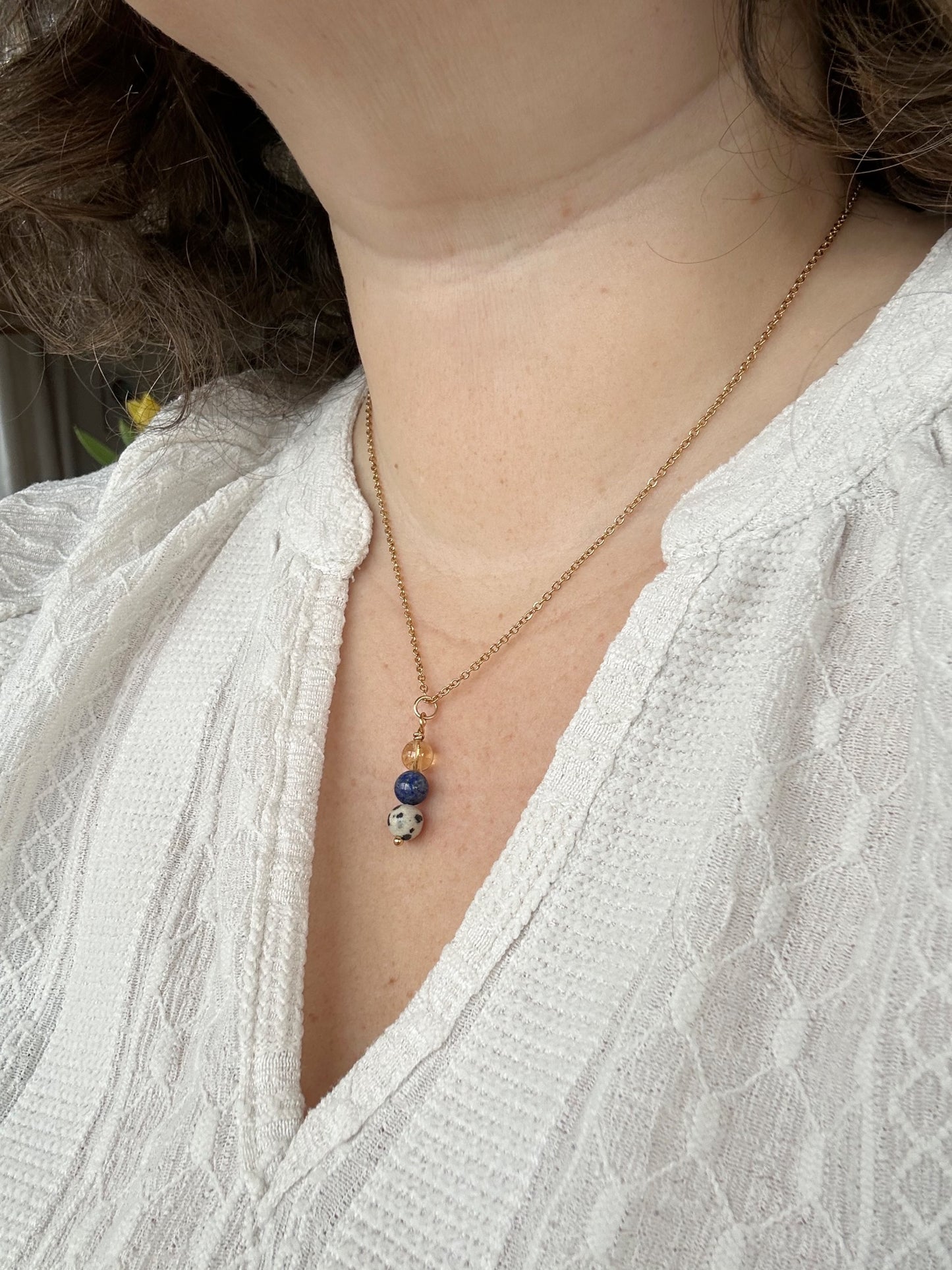 Kette Kreativität mit Citrin, Lapis Lazuli und Dalmatiner Jaspis