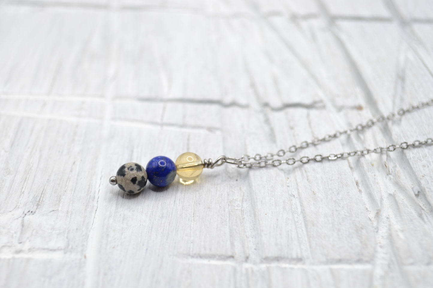 Kette Kreativität mit Citrin, Lapis Lazuli und Dalmatiner Jaspis
