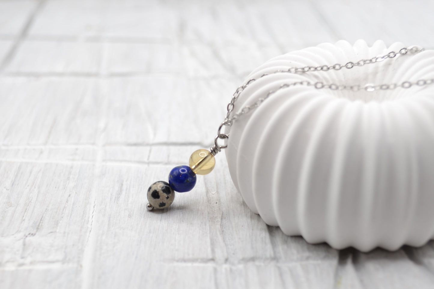 Kette Kreativität mit Citrin, Lapis Lazuli und Dalmatiner Jaspis
