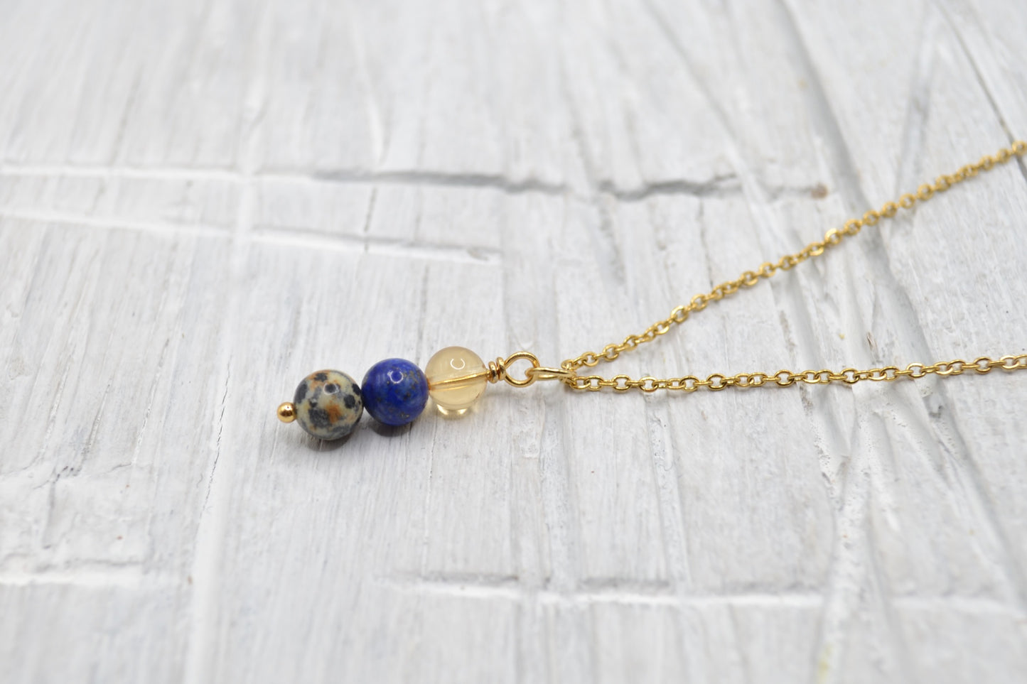 Kette Kreativität mit Citrin, Lapis Lazuli und Dalmatiner Jaspis