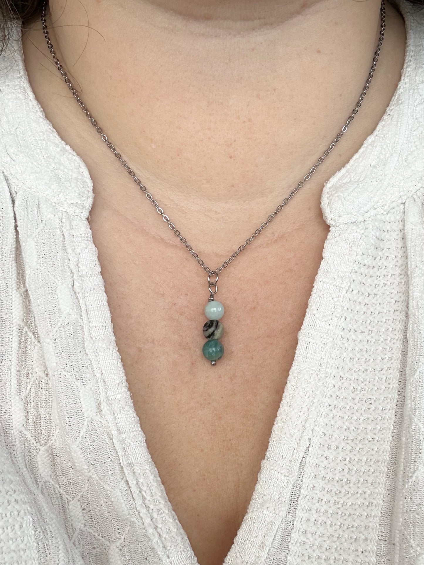Kette Mut mit Amazonit, Jaspis und Apatit