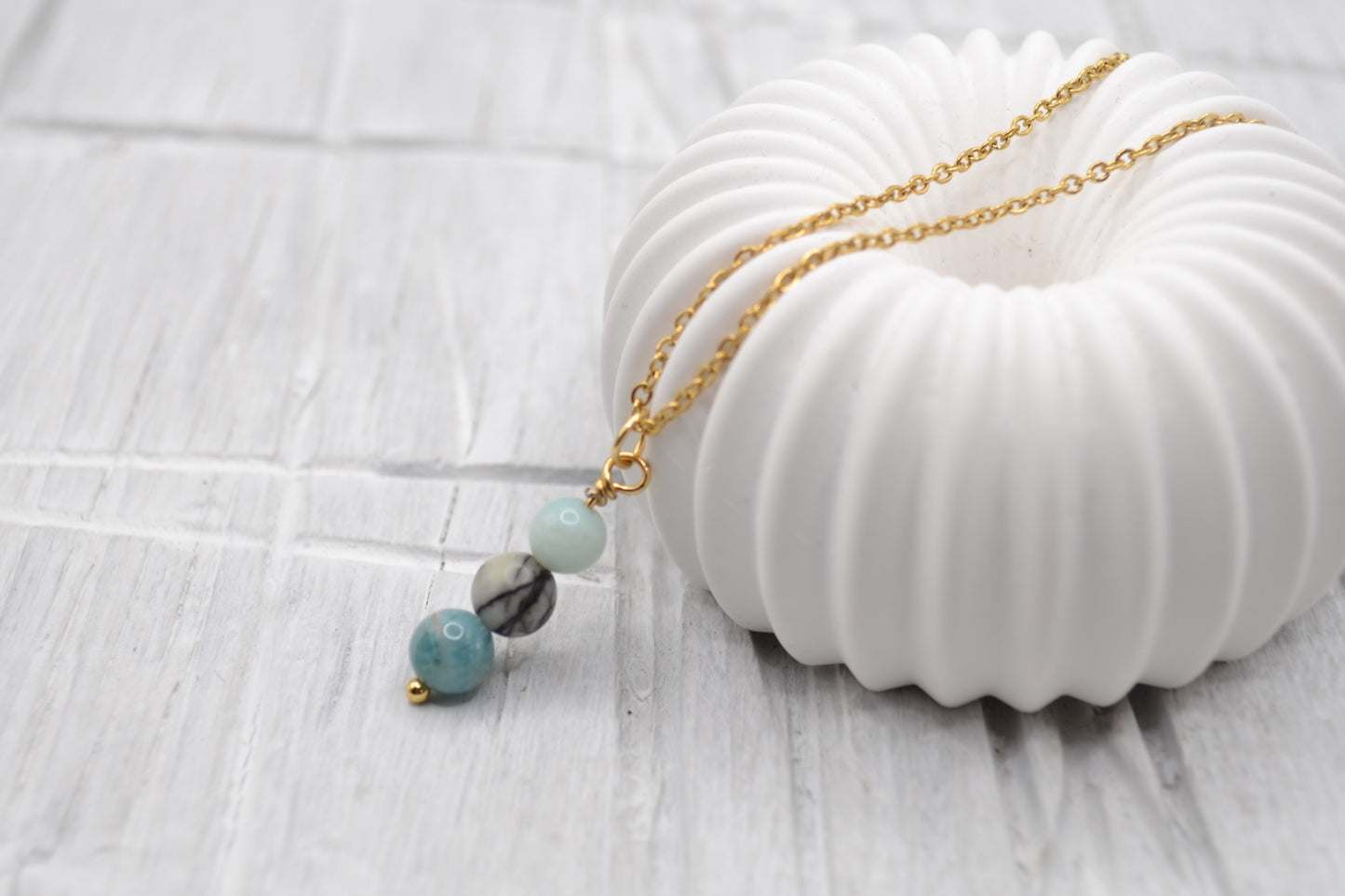 Kette Mut mit Amazonit, Jaspis und Apatit