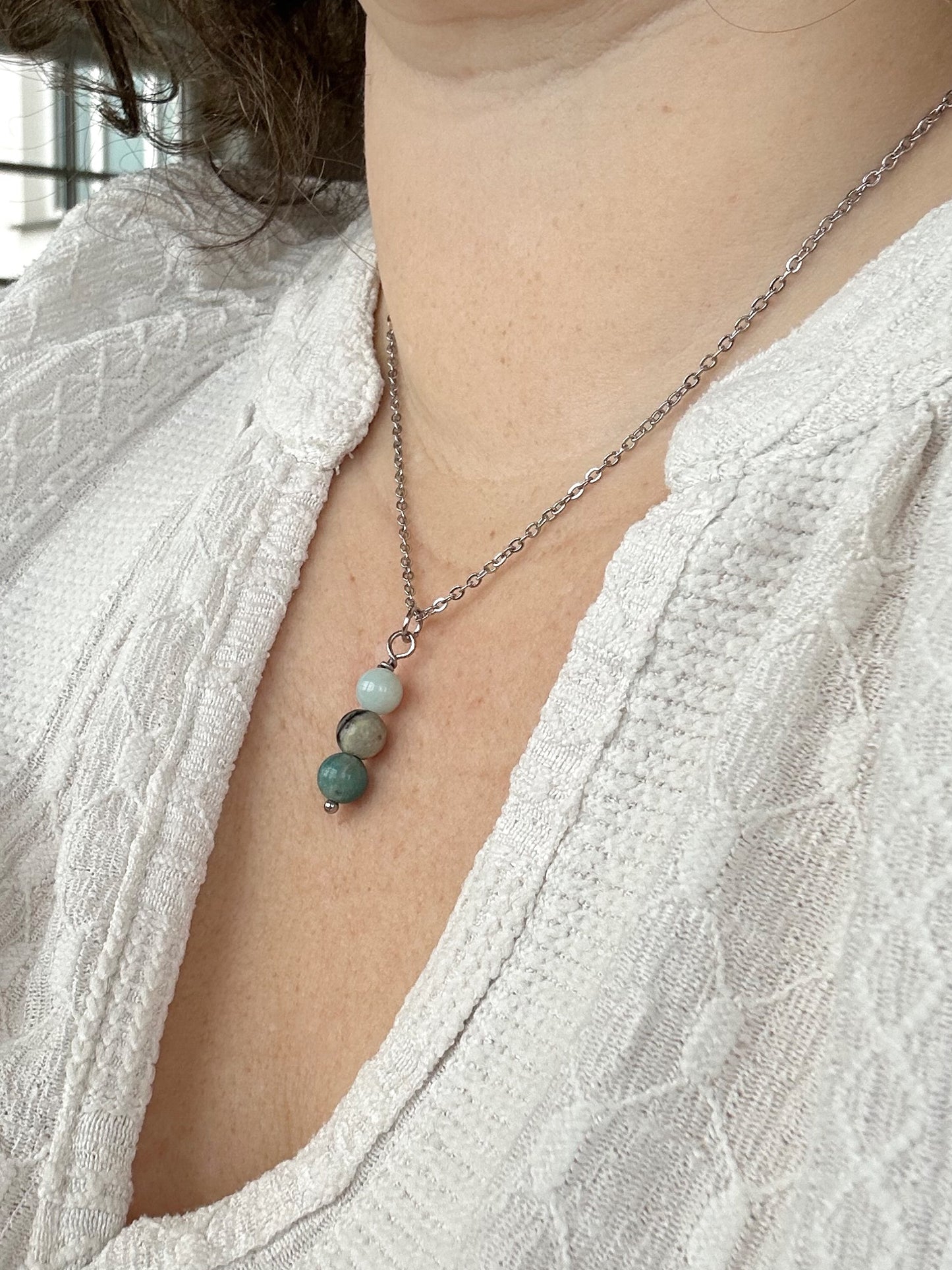 Kette Mut mit Amazonit, Jaspis und Apatit