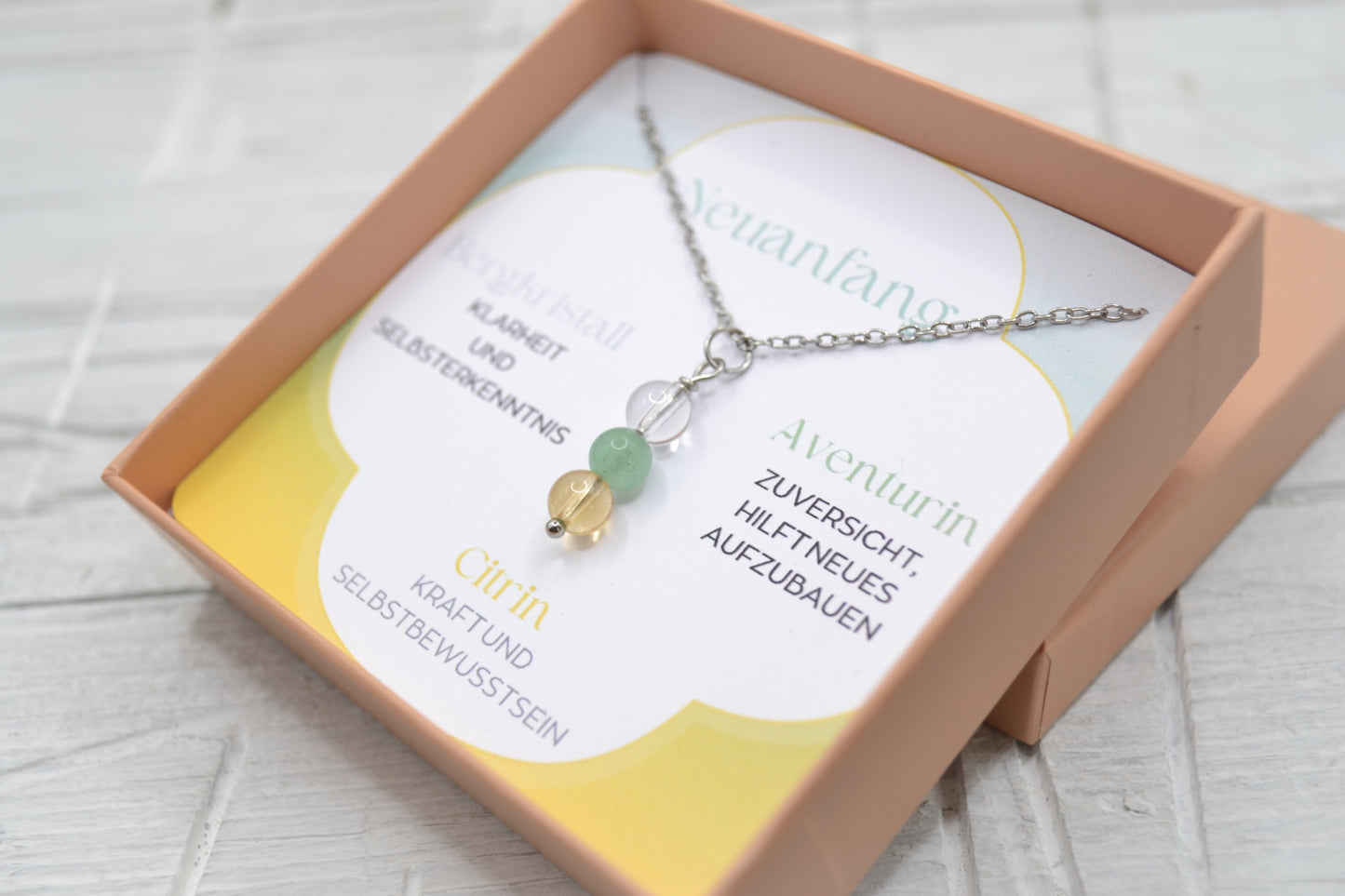 Kette Neuanfang mit Bergkristall, Aventurin und Citrin