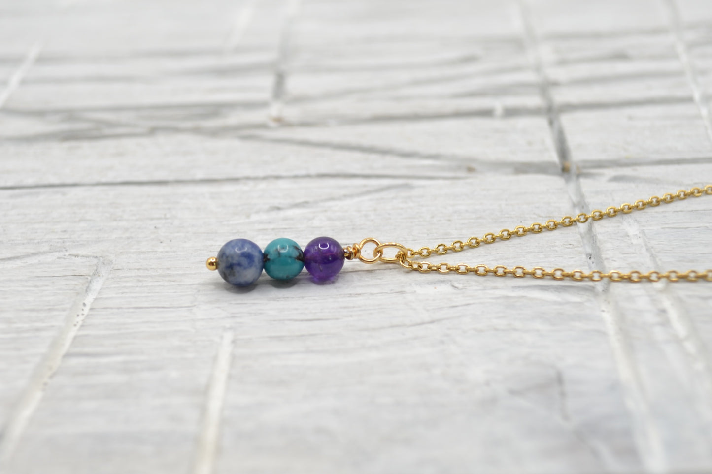 Kette Optimismus mit Amethyst, Türkis und Sodalith