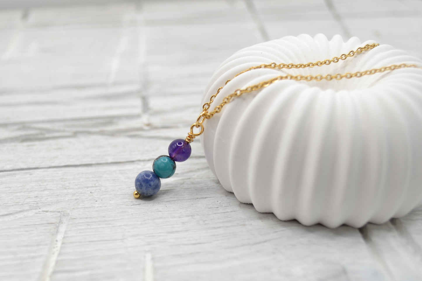 Kette Optimismus mit Amethyst, Türkis und Sodalith