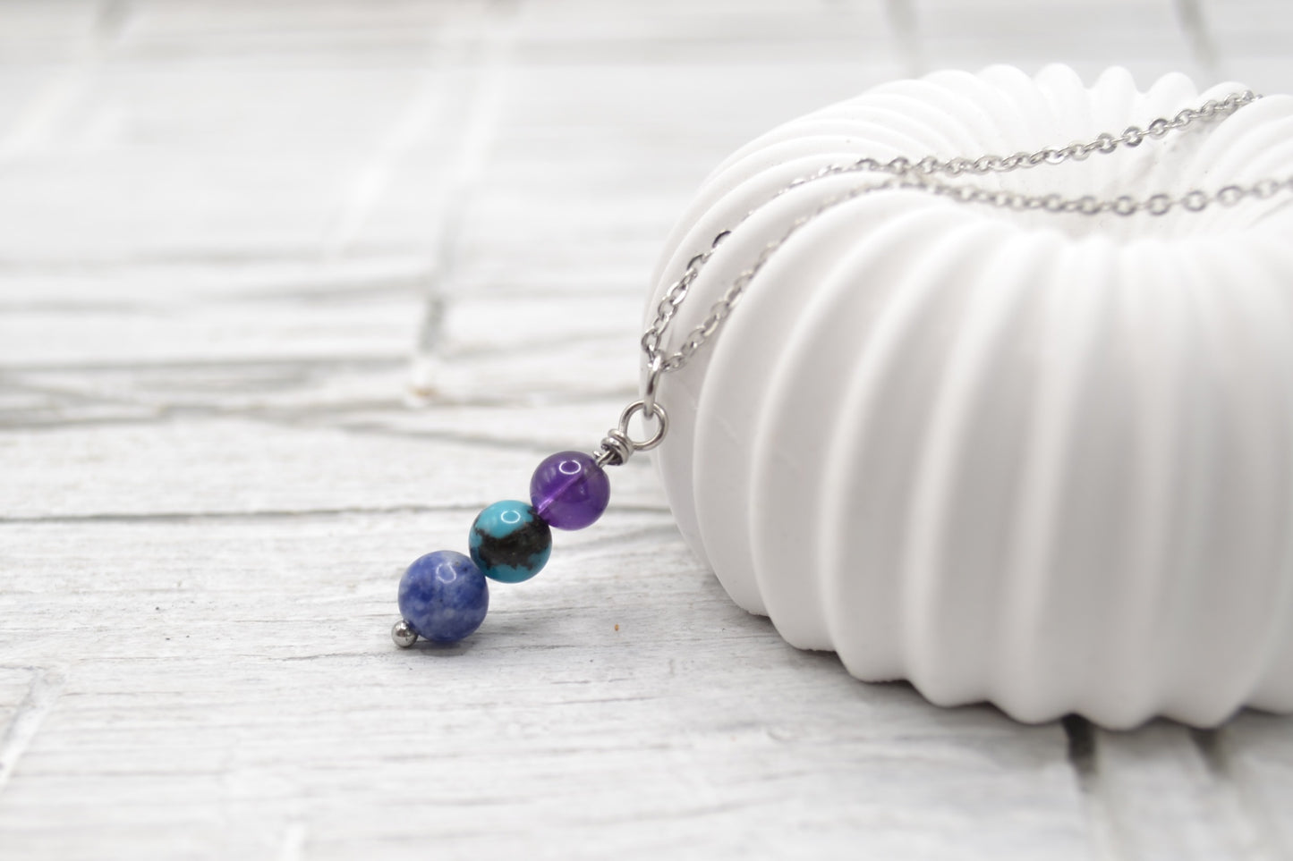 Kette Optimismus mit Amethyst, Türkis und Sodalith