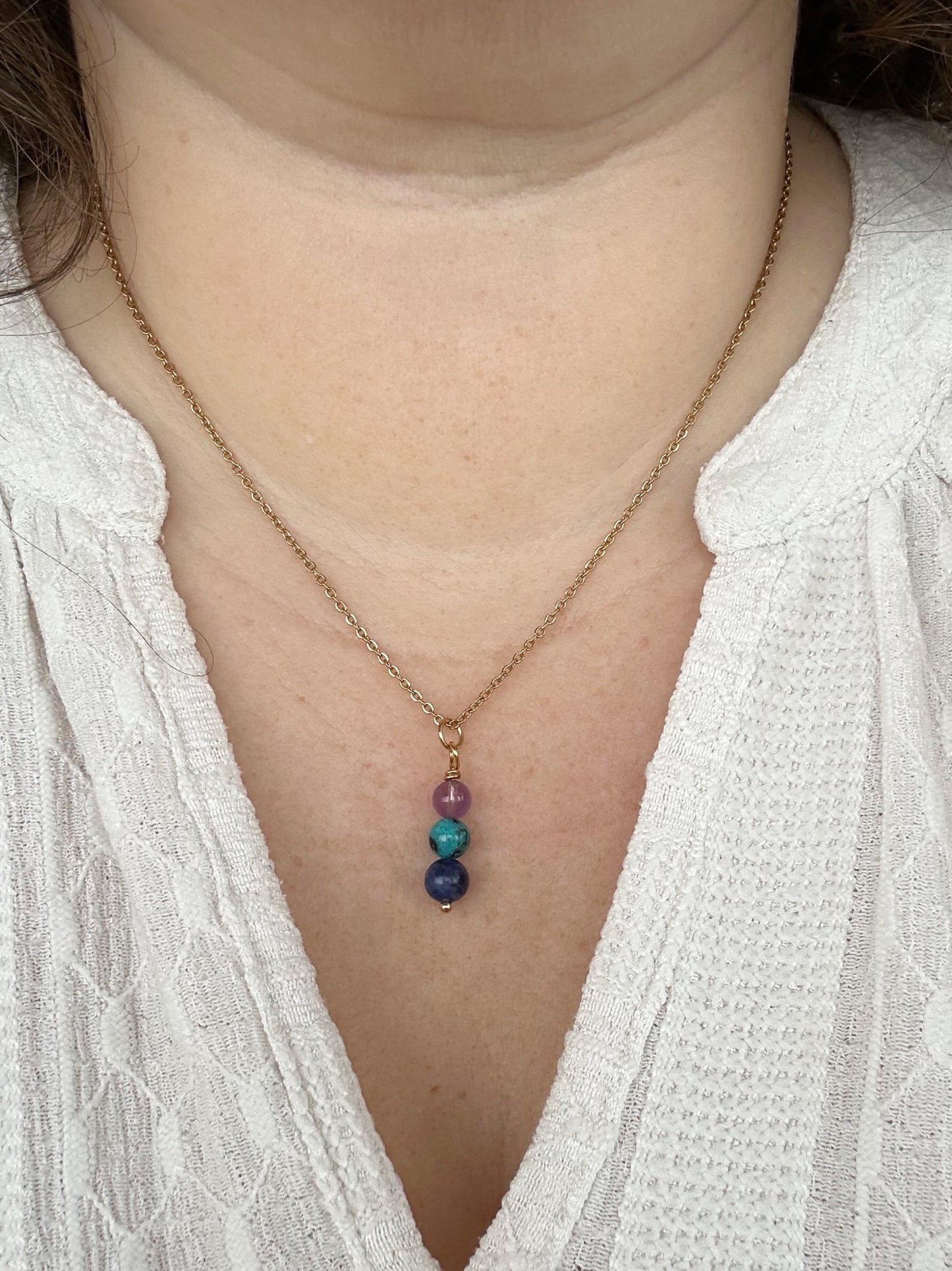 Kette Optimismus mit Amethyst, Türkis und Sodalith