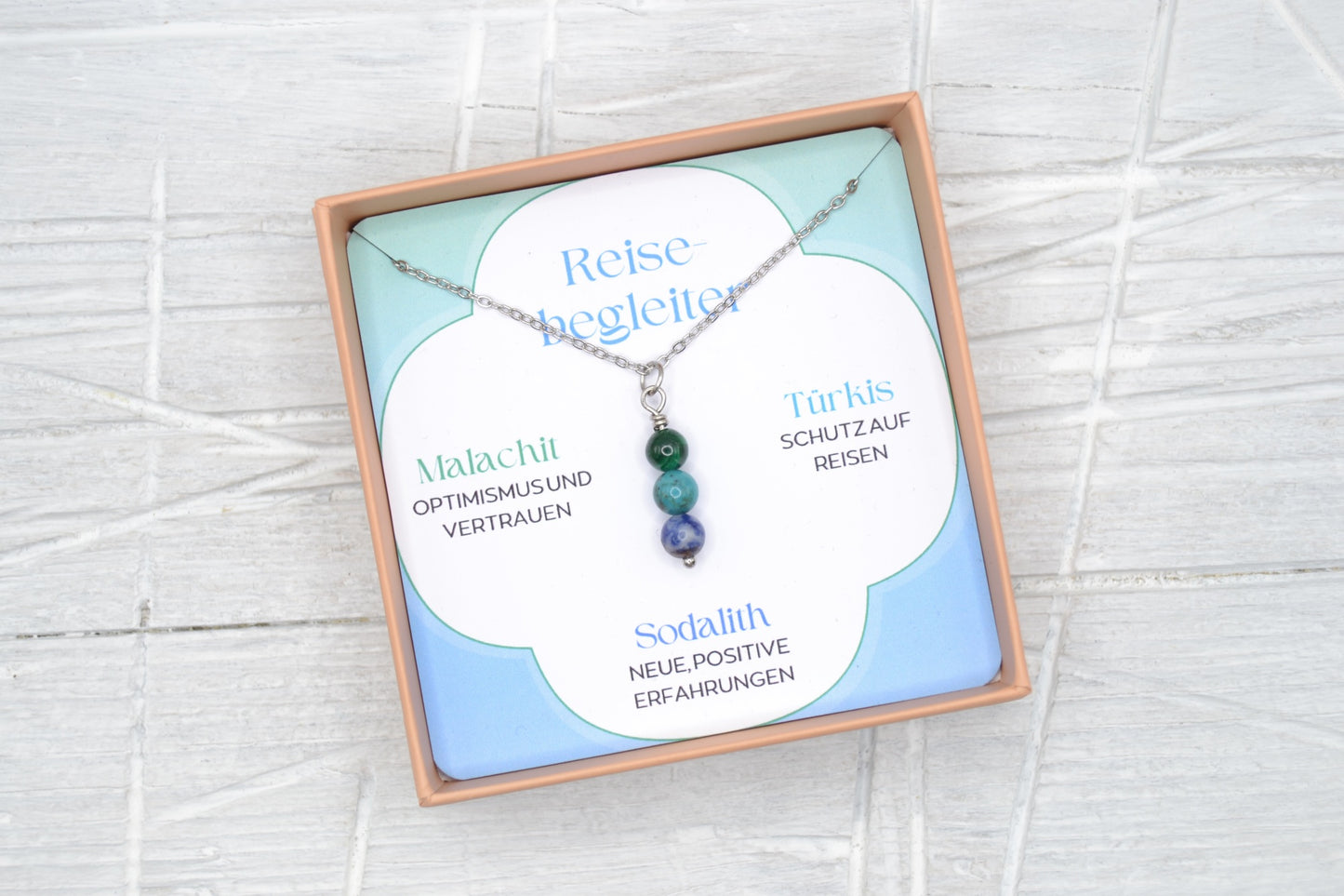 Kette Reisebegleiter mit Malachit, Türkis und Sodalith