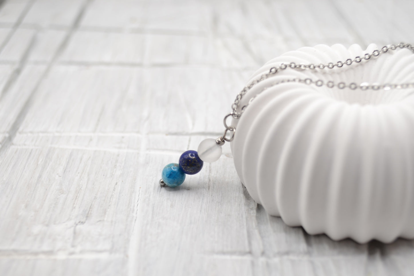 Kette Selbvertrauen mit Bergkristall, Lapis Lazuli und Apatit