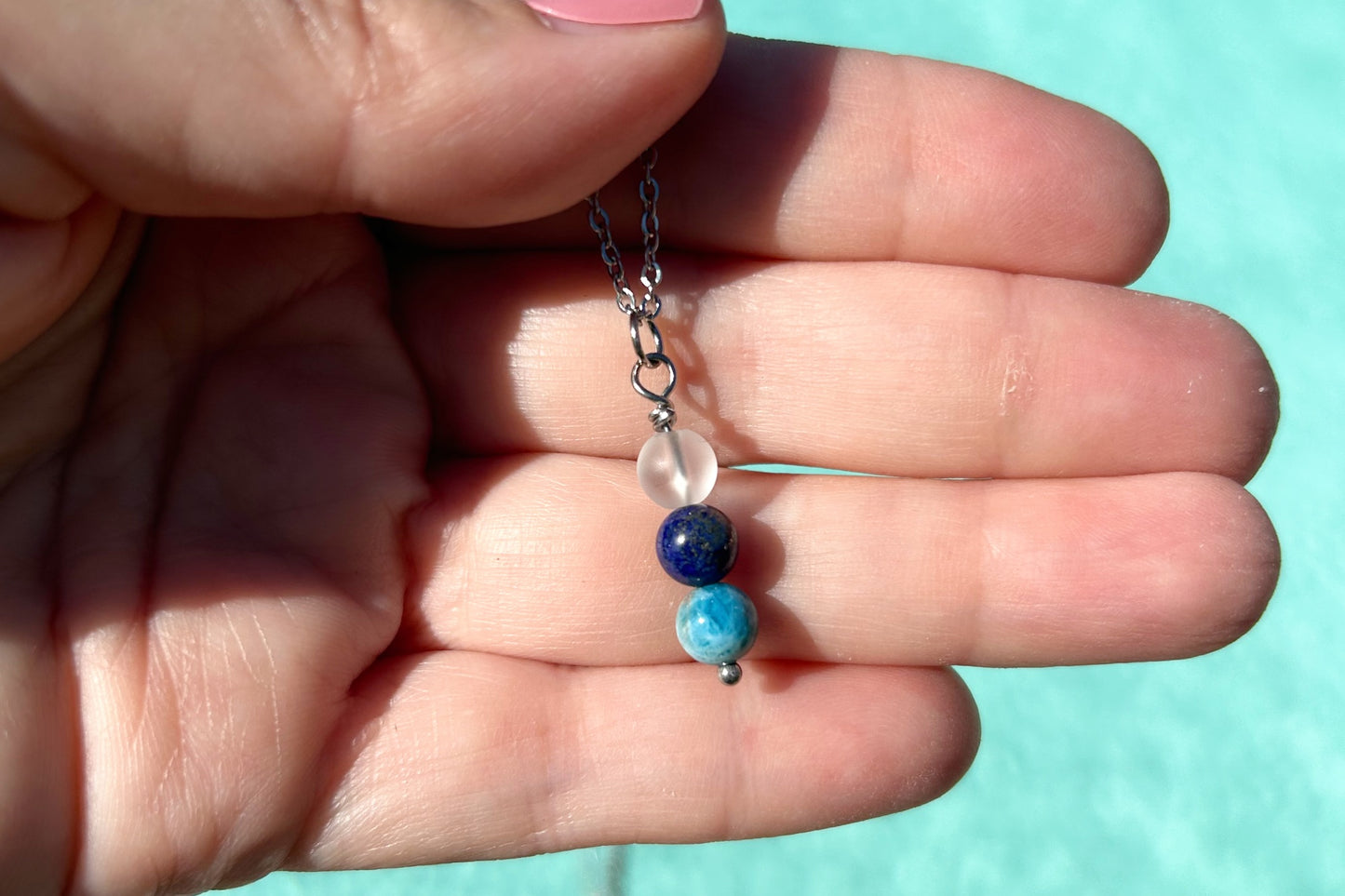 Kette Selbvertrauen mit Bergkristall, Lapis Lazuli und Apatit