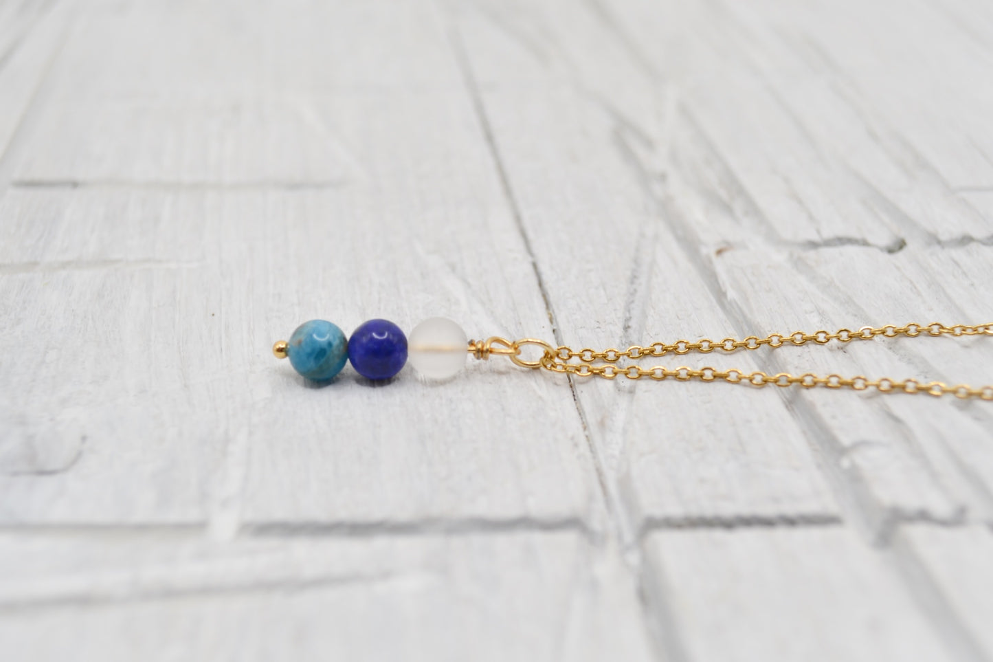 Kette Selbvertrauen mit Bergkristall, Lapis Lazuli und Apatit