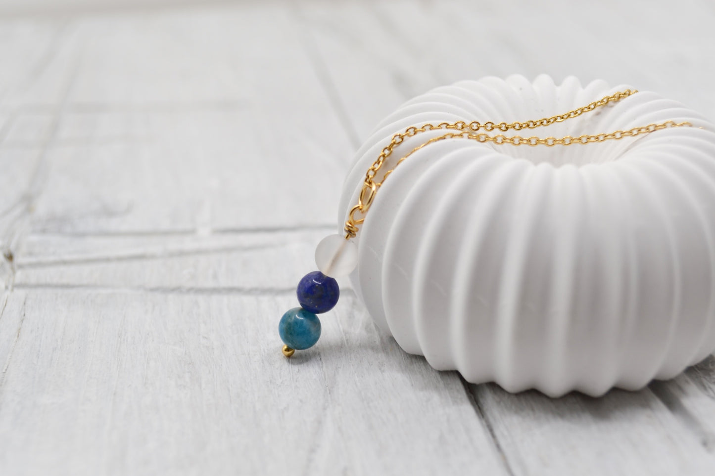 Kette Selbvertrauen mit Bergkristall, Lapis Lazuli und Apatit