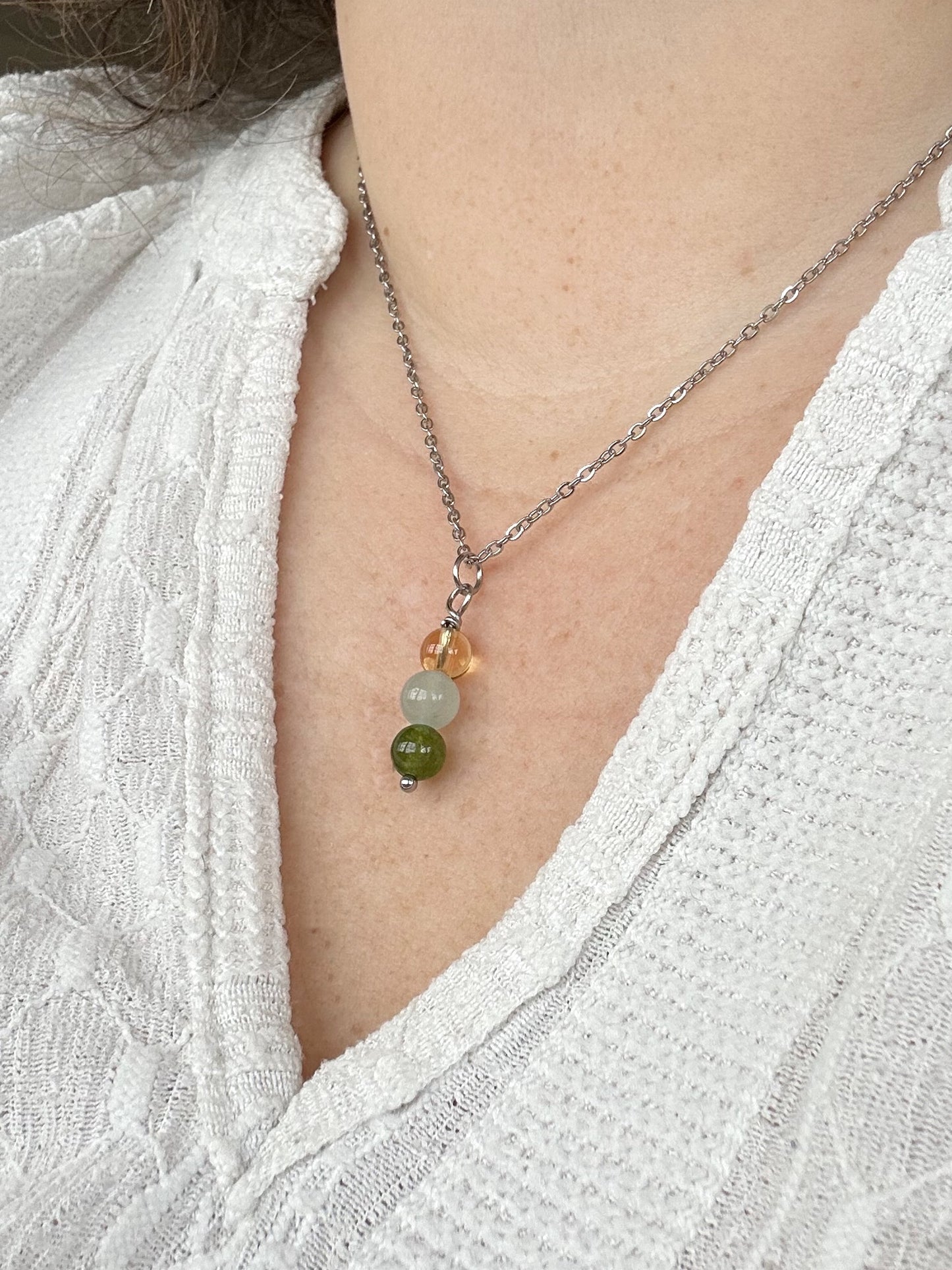 Kette Wohlstand mit Citrin, Aventurin und grüner Jade