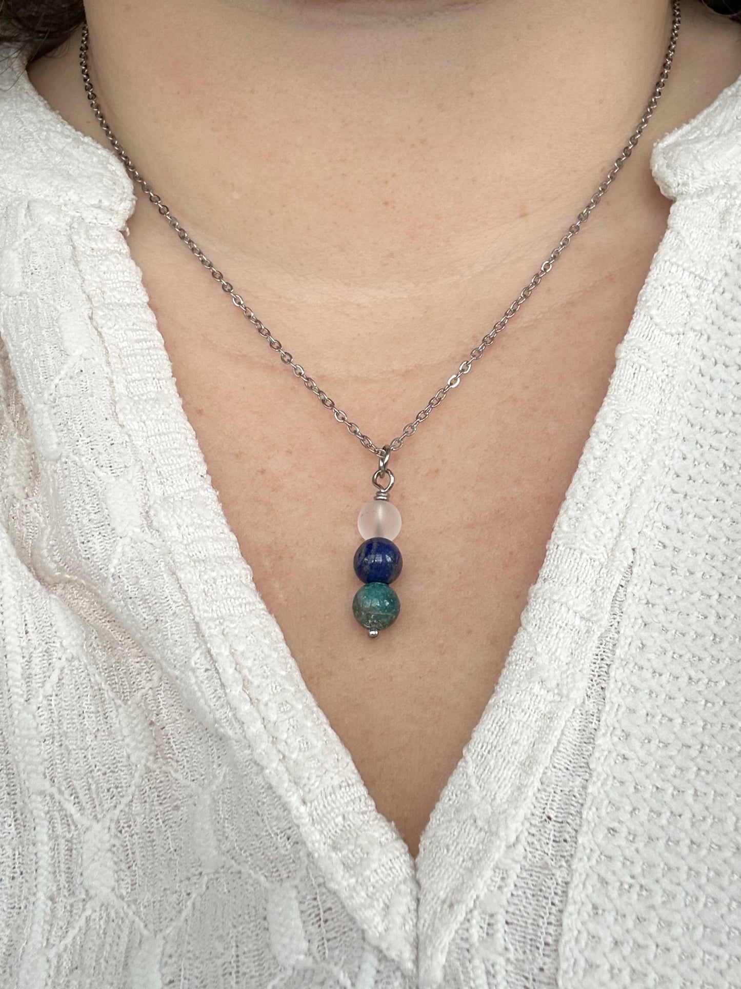 Kette Selbvertrauen mit Bergkristall, Lapis Lazuli und Apatit