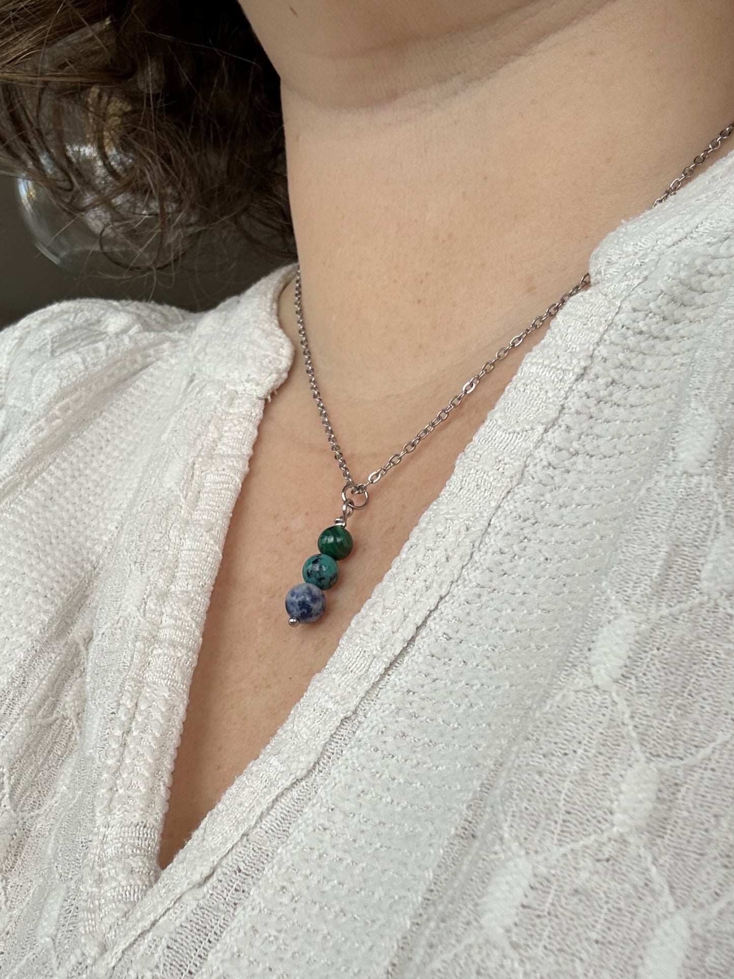 Kette Reisebegleiter mit Malachit, Türkis und Sodalith