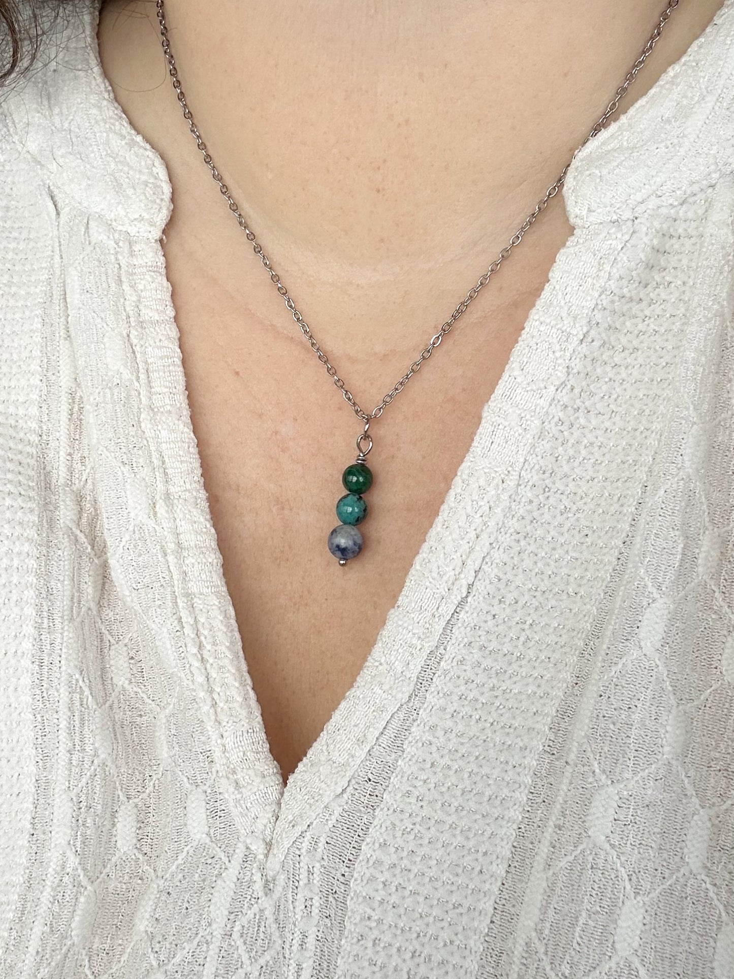Kette Reisebegleiter mit Malachit, Türkis und Sodalith