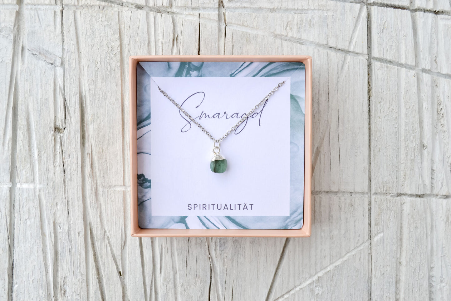 Smaragd Rohstein Anhänger Kette