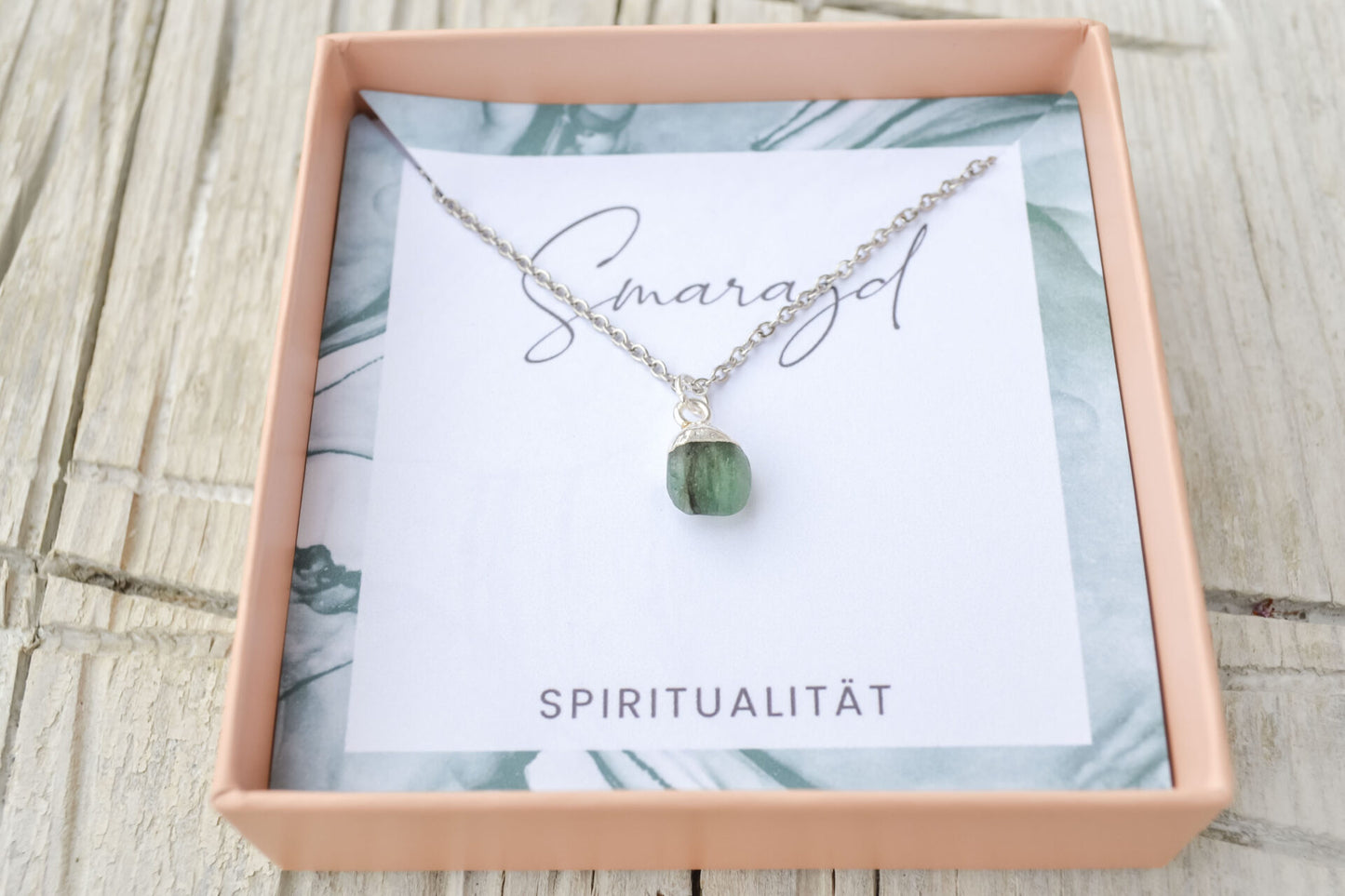 Smaragd Rohstein Anhänger Kette