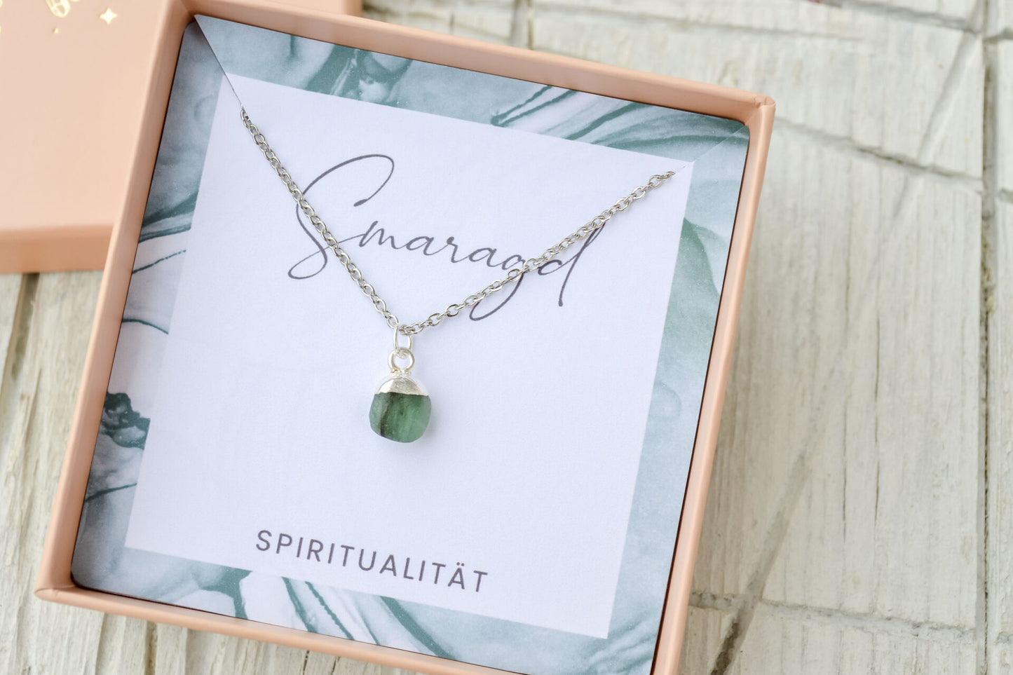 Smaragd Rohstein Anhänger Kette