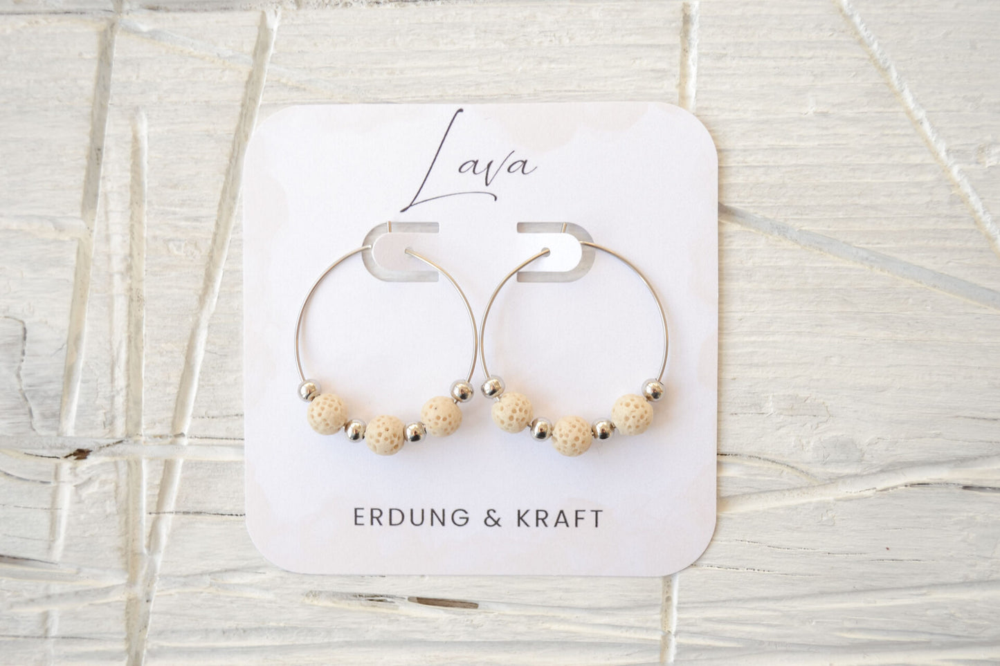 Ohrringe in beige groß