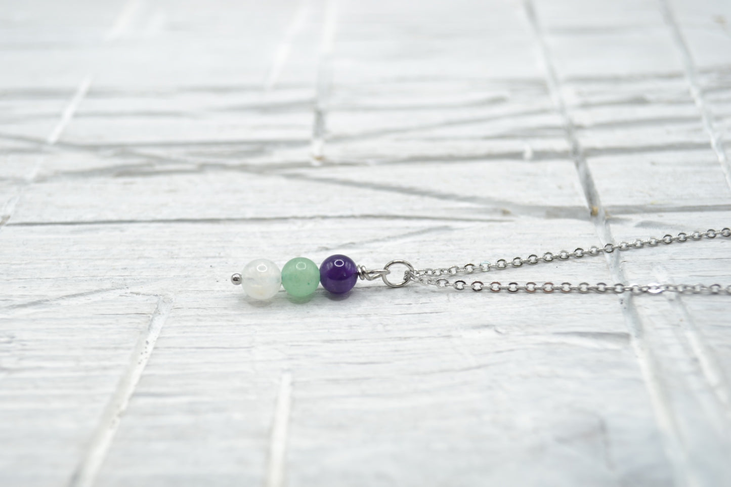 Kette Balance mit Amethyst, Aventurin und Mondstein