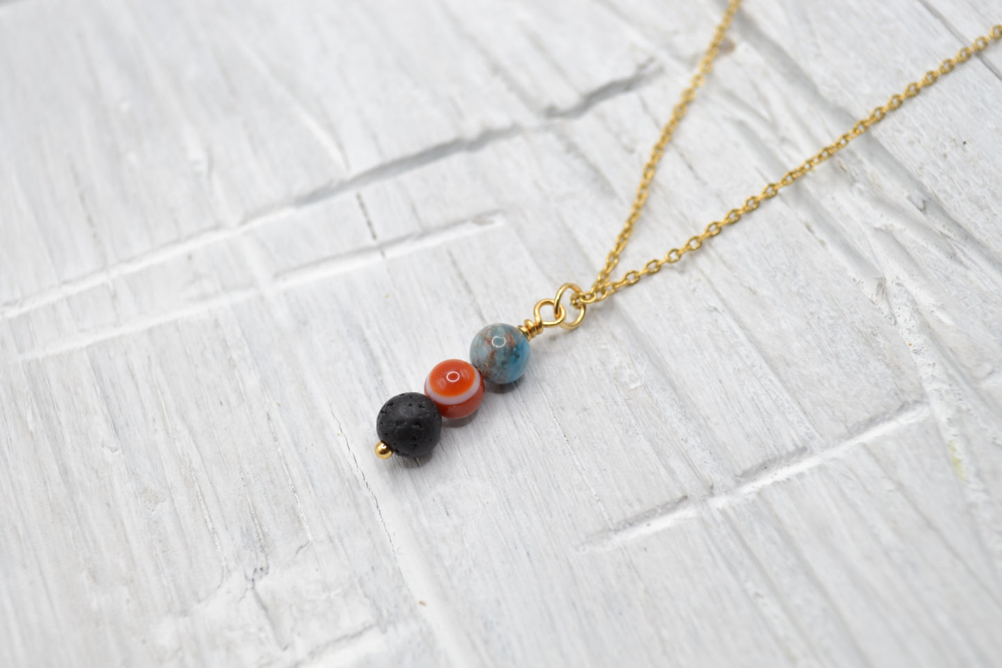 Kette Energie mit Apatit, Rotband-Jaspis und Lava